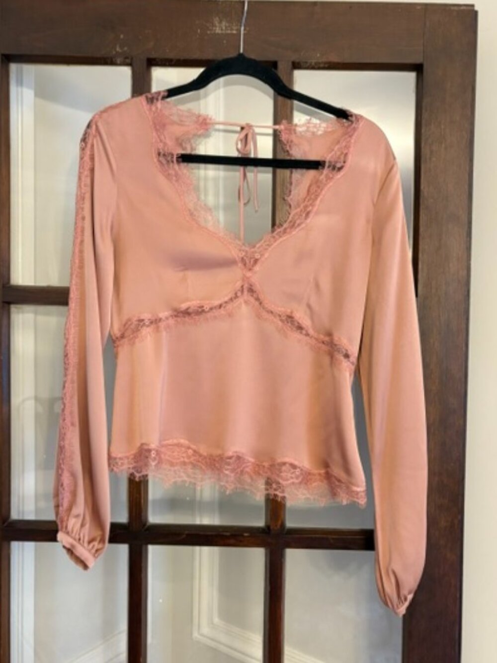Intermix Pink Silk and Lace Blouse, Size 2